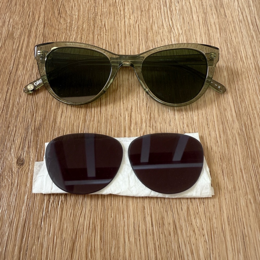 Garrett Leight X Clare V Bio Sage Cat eye Sunglasses with Bio Green Lenses